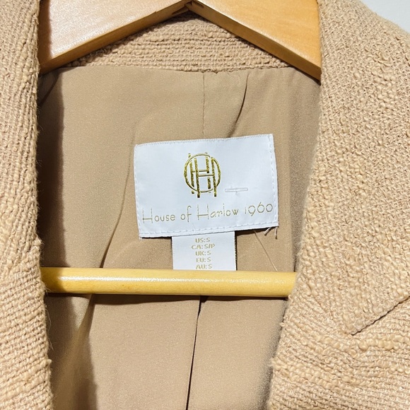 House of Harlow 1960 Tan Tweed Cropped Blazer Gold Buttons Old Money Small - Picture 2 of 12